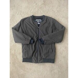 HanTon Charcoal Gray Fleece Lined Bomber Jacket Classic Streetwear Men’s Size M